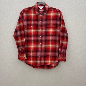 Old Navy Boyfriend Plaid Flannel Button Up Long Sleeve Shirt Womens size Small